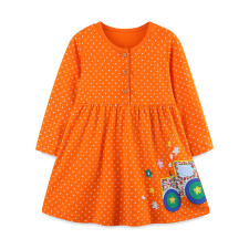 SC Kids Girls Long Sleeve Polka Dot Princess Dress GASD-1558