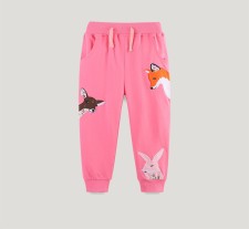 SC Kids Girls Animal Patch Embroidered Sweatpants GASD-3128