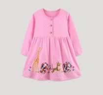 SC Kids Girls Embroidered Polka Dot Dress GASD-1555