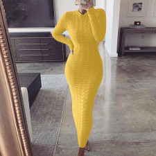 SC Fashion Twist Long Sleeve Woolen Knit Dress GBLH-2808#