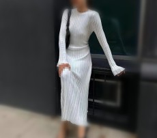 SC Long Sleeve O Neck Knits Maxi Dress GBLH-9688#