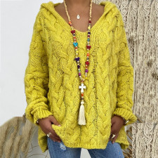 SC Solid Color Twist Knit Hoodie Sweater(Without Necklace) GBLH-1058#