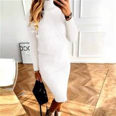 SC Plus Size High Neck Knits Pullover Sweater Two Piece Skirts Set GBLH-825#
