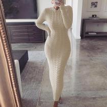 SC Fashion Twist Long Sleeve Woolen Knit Dress GBLH-2808#
