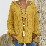 SC Solid Color Twist Knit Hoodie Sweater(Without Necklace) GBLH-1058#