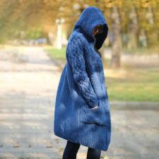 SC Plus Size Hooded Single Breasted Knit Long Sleeve Coat GBLH-3355#