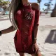 SC Sexy Cut-out See-through Smocked Beach Dress GBLH-9866#