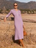 SC Fashion Lapel Knits Long Dress GBLH-131131#
