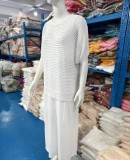SC Plus Size Solid Color Hollow Out Dress Knits Two Piece Set GBLH-9009#