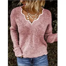 SC Plus Size V Neck Knits Long Sleeve Sweater GBLH-1910#