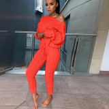 SC Long Sleeve Solid Color Sweater Two PIece Pants Set GBLH-3119#