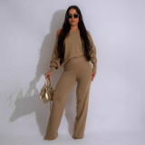 SC Solid Color Thickened Sweatshirt Casual Loose Pants Set SFY-569