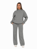 SC Solid Long Sleeve Hooded Sweatshirt Pants 2 Piece Set SSNF-211467