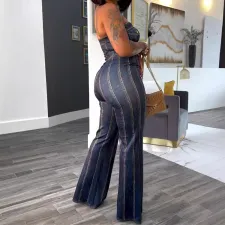 SC Wrap Chest Loose Wide Leg Jumpsuit NY-10898