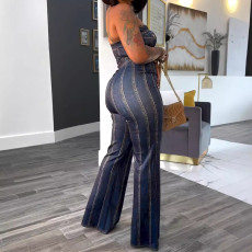 SC Wrap Chest Loose Wide Leg Jumpsuit NY-10898