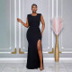 SC Solid Color Backless Split Maxi Dress NY-3278