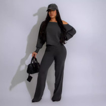 SC Solid Color Thickened Sweatshirt Casual Loose Pants Set SFY-569
