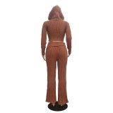 SC Solid Color Knits Long Sleeve Two Piece Pants Set TR-1316