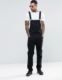 SC Men's Plus Size Denim Solid Color Back Pants Jumpsuit GDMY-1936
