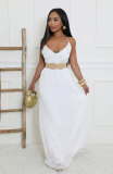 SC Solid Color Backless Sling Loose Maxi Dress XHXF-433