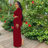 SC Solid Color Pleated Drawstring Long Skirt Suit MUE-M8075