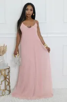 SC Solid Color Backless Sling Loose Maxi Dress XHXF-433
