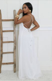 SC Solid Color Backless Sling Loose Maxi Dress XHXF-433