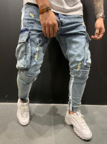 SC Men's Zipper Pocket Patchwork Pencil Jeans GDMY-1952