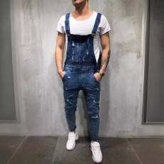 SC Men's Holes Denim Slim Back Pants Jumpsuit GDMY-828