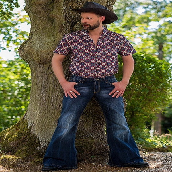 SC Men's Plus Size Punky Vintage Denim Flares Pant GDMY-2011