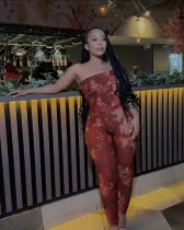 SC Sleeveless Off Shoulder Print Jumpsuit GYZY-8926