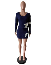 SC V Neck Knits Long Sleeve Bow Tie Skirts Set MEM-MZ88598