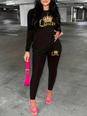 SC Crown Print Long Sleeve Long Pants 2 Piece Set WSYF-CT00060
