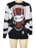 SC Printed Long Sleeve Mid-Length Sweater SH-S391245