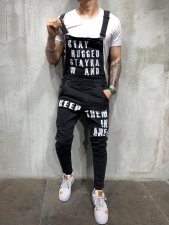 SC Men's Plus Size Letter Print Back Pants Jumpsuit GDMY-7262