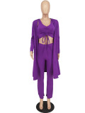 SC Solid Color Long Sleeve Loose 3 Piece Pants Set ZDF-31262