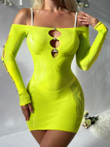 SC Erotic Mesh Pearl Hollowed Out Mini Dress GYDE-YD266