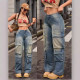 SC Multi-pocket Straight Leg Washed Jeans GKNF-TSX-11038