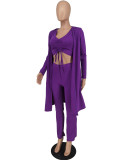 SC Solid Color Long Sleeve Loose 3 Piece Pants Set ZDF-31262