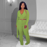 SC Solid Color Long Sleeve Loose 3 Piece Pants Set ZDF-31262