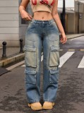 SC Multi-pocket Straight Leg Washed Jeans GKNF-TSX-11038