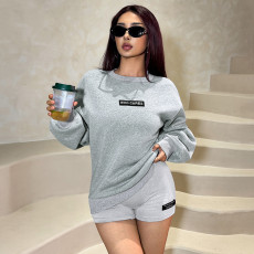 SC Long Sleeve Loose Sweatshirt Tight Shorts Fashion Casual Suit FL-JY24386MHO