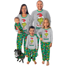 SC Christmas O Neck Printed Parent-Child Pajamas Set GSGS-0693