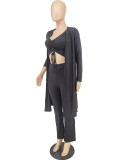 SC Solid Color Long Sleeve Loose 3 Piece Pants Set ZDF-31262