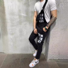 SC Men's Plus Size Letter Print Back Pants Jumpsuit GDMY-7262