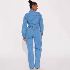 SC Long Sleeve Denim Multi-pockets Jumpsuit GKNF-TSJ-3570