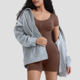 SC Solid Color Short Sleeve Shapewear Romper GMDI-32197