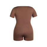 SC Solid Color Short Sleeve Shapewear Romper GMDI-32197
