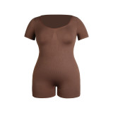 SC Solid Color Short Sleeve Shapewear Romper GMDI-32197