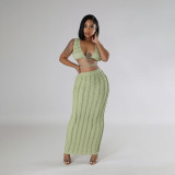 SC Solid Color Sleeveless Tie Up Backless Long Skint Set YF-10751